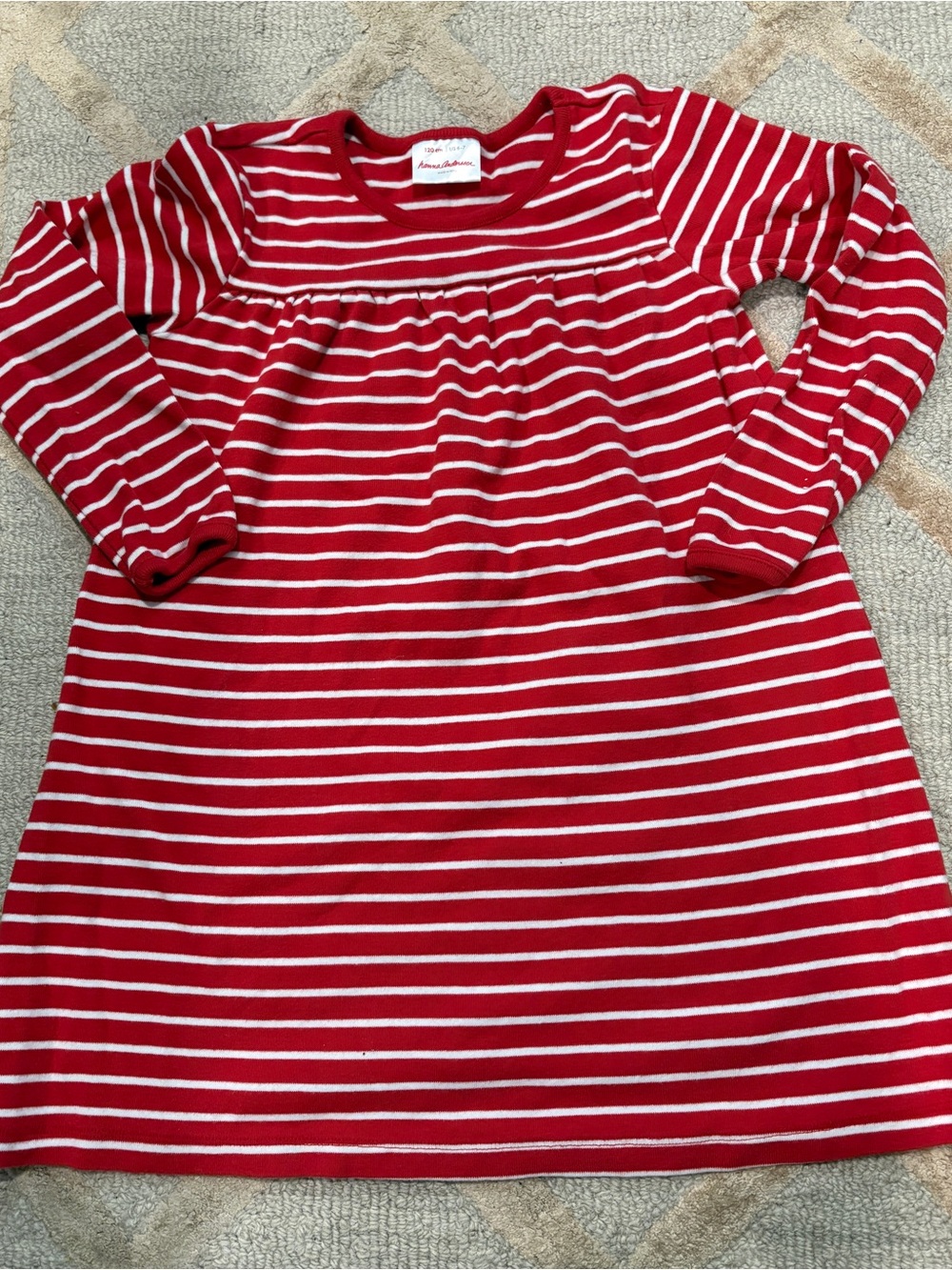 Hanna Andersson Red & White Striped Knit Long-Sleeve Dress
